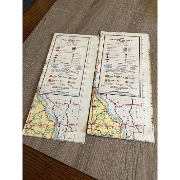 Vintage Iowa Highway Road Map Lot Of 2 1968 & 1969 Retro Travel US State Maps - Picture 3 of 11